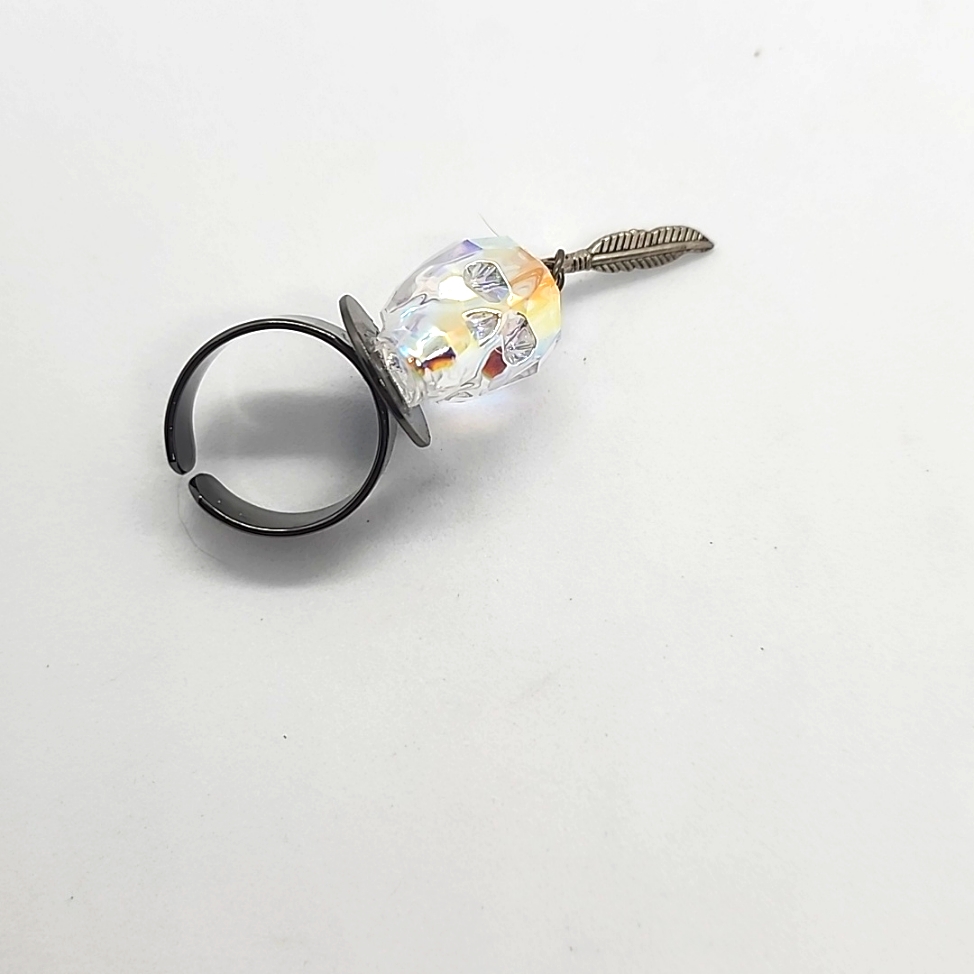 Gasoline Glamour Swarovski Crystal Skull Charm Ring